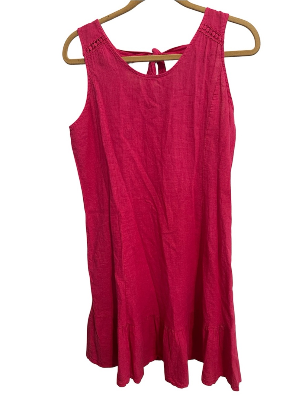 Terzo Millennio Linen & Cotton Dress Hot Pink Bow Back Midi Below Knee